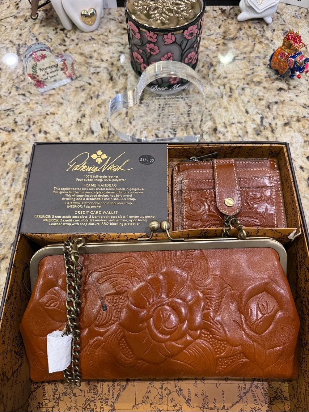 NWT Patricia Nash Embossed Leather
Handbag with Kisslock and Wallet - Picture 12 of 12
